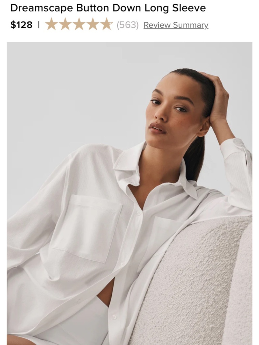 ALO Yoga White Dreamscape Button-Down Shirt